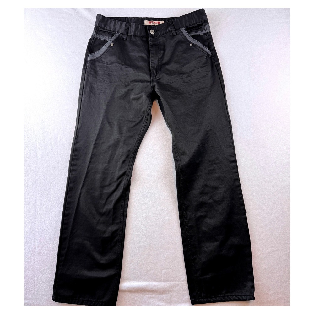 Old Skool Men's Black Jeans Size 34 Straight Leg Y2K Skater Streetwear
